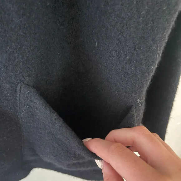 Elana By Tanner Womens Black White Overcoat 1 Long Sleeve Pockets Wool Jacket ** - Picture 6 of 9